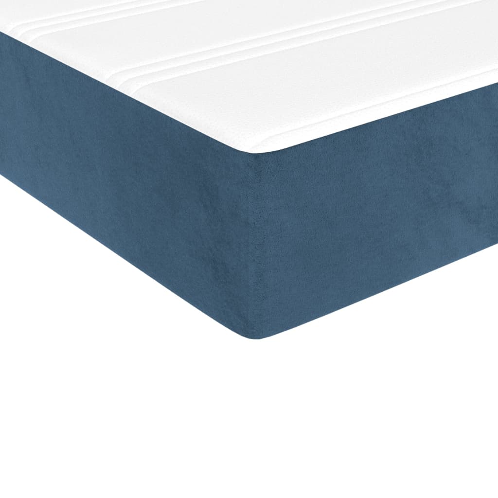 Κρεβάτι Boxspring με Στρώμα Σκούρο Μπλε 140x190 εκ. Βελούδινο - Pakobazaar