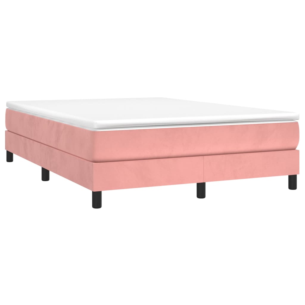 Κρεβάτι Boxspring με Στρώμα Ροζ 140x190 εκ. Βελούδινο