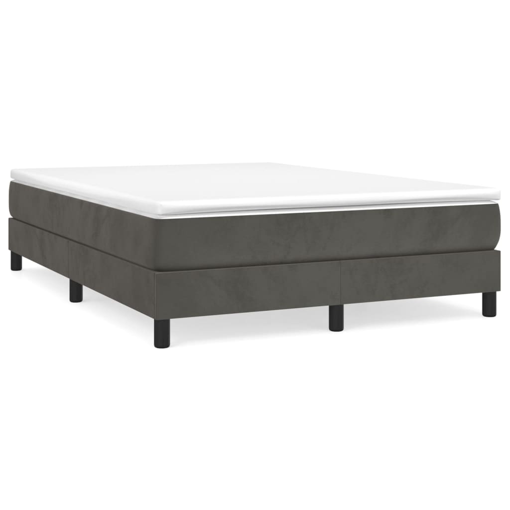 Κρεβάτι Boxspring με Στρώμα Σκούρο Γκρι 140x200 εκ. Βελούδινο
