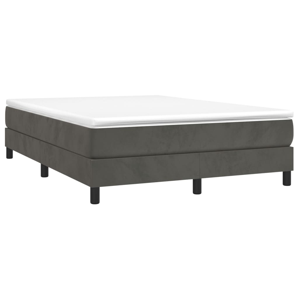 Κρεβάτι Boxspring με Στρώμα Σκούρο Γκρι 140x200 εκ. Βελούδινο