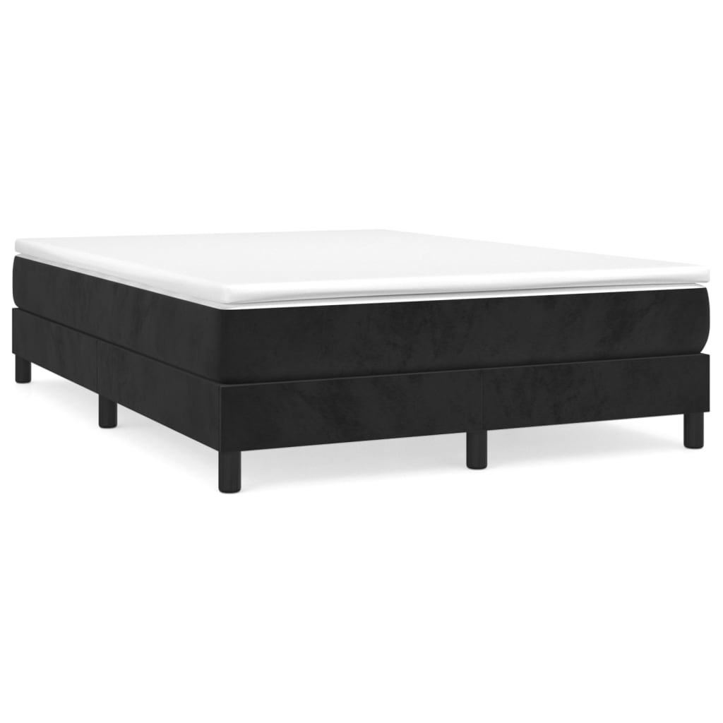 Κρεβάτι Boxspring με Στρώμα Μαύρο 140x200 εκ. Βελούδινο