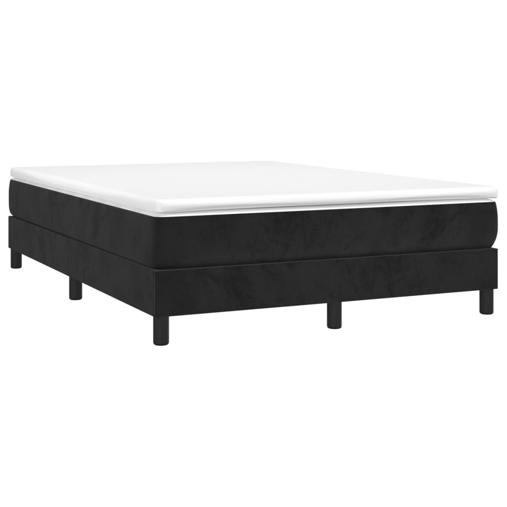 Κρεβάτι Boxspring με Στρώμα Μαύρο 140x200 εκ. Βελούδινο