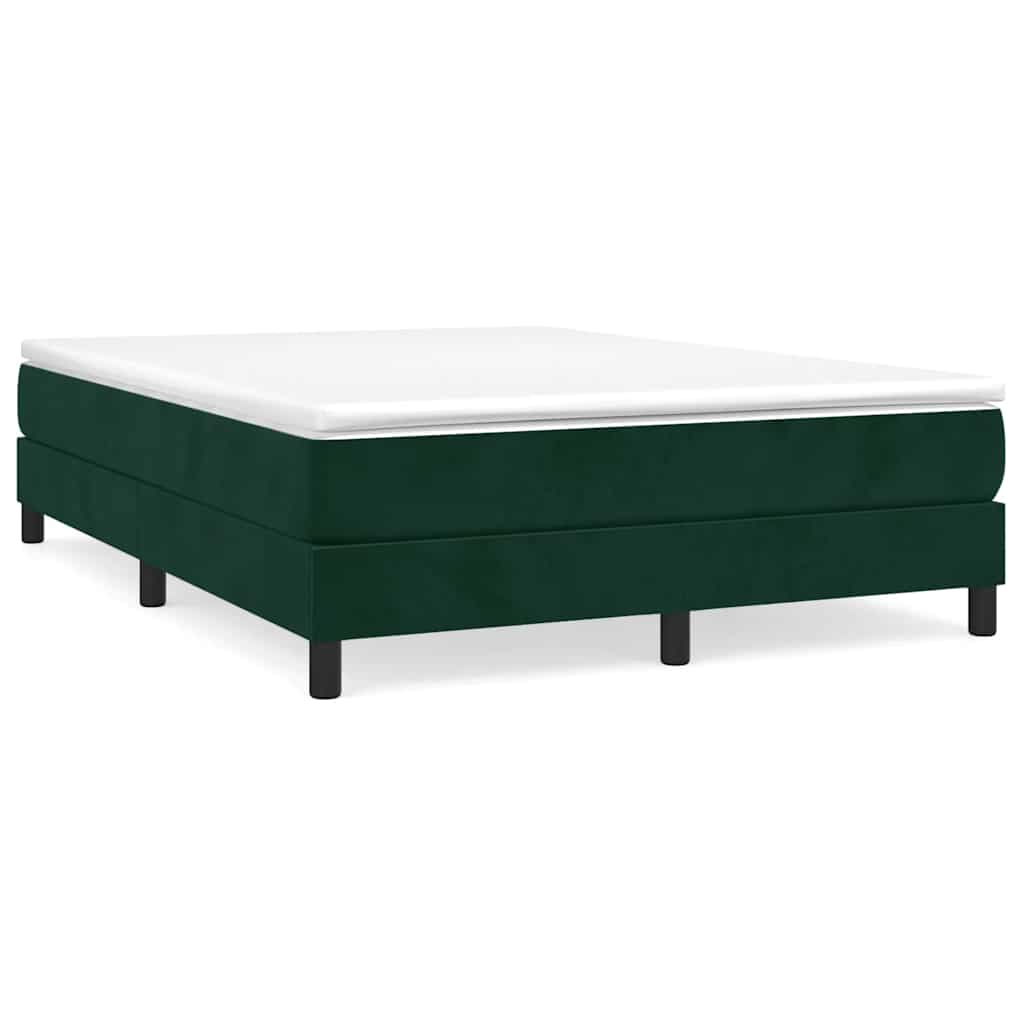 Κρεβάτι Boxspring με Στρώμα Σκούρο Πράσινο 140x200εκ. Βελούδινο