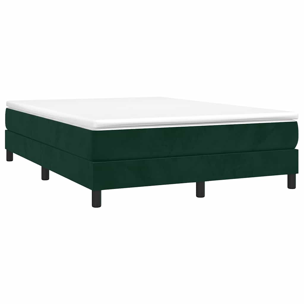 Κρεβάτι Boxspring με Στρώμα Σκούρο Πράσινο 140x200εκ. Βελούδινο