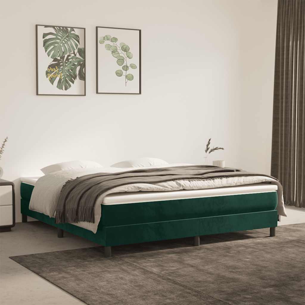 Κρεβάτι Boxspring με Στρώμα Σκούρο Πράσινο 160x200εκ. Βελούδινο