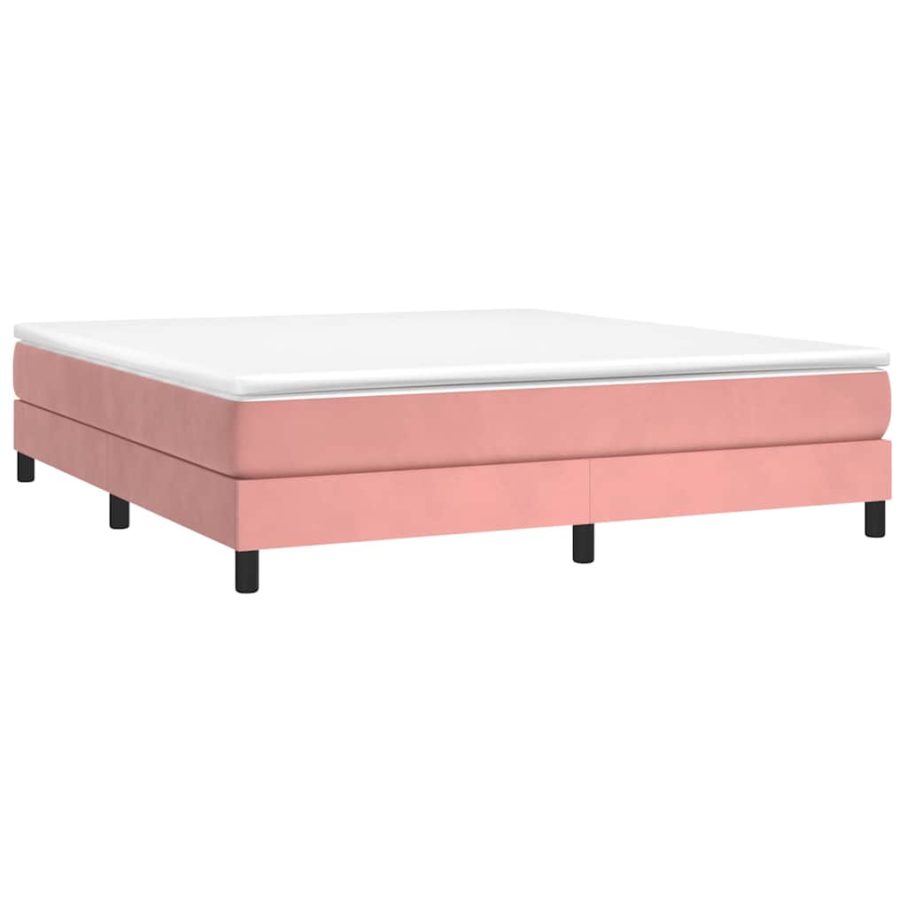 Κρεβάτι Boxspring με Στρώμα Ροζ 160x200 εκ. Βελούδινο