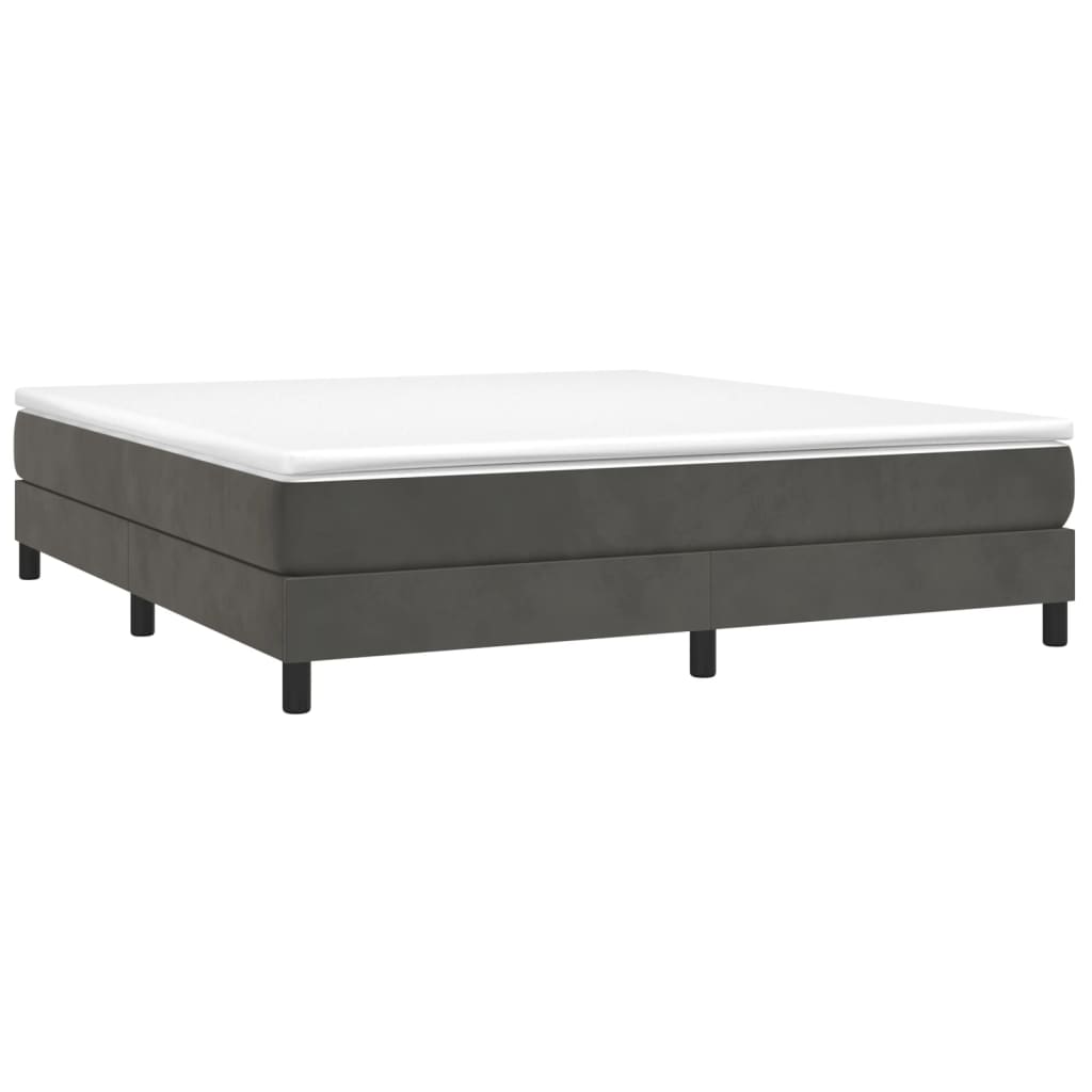 Κρεβάτι Boxspring με Στρώμα Σκούρο Γκρι 180x200 εκ. Βελούδινο