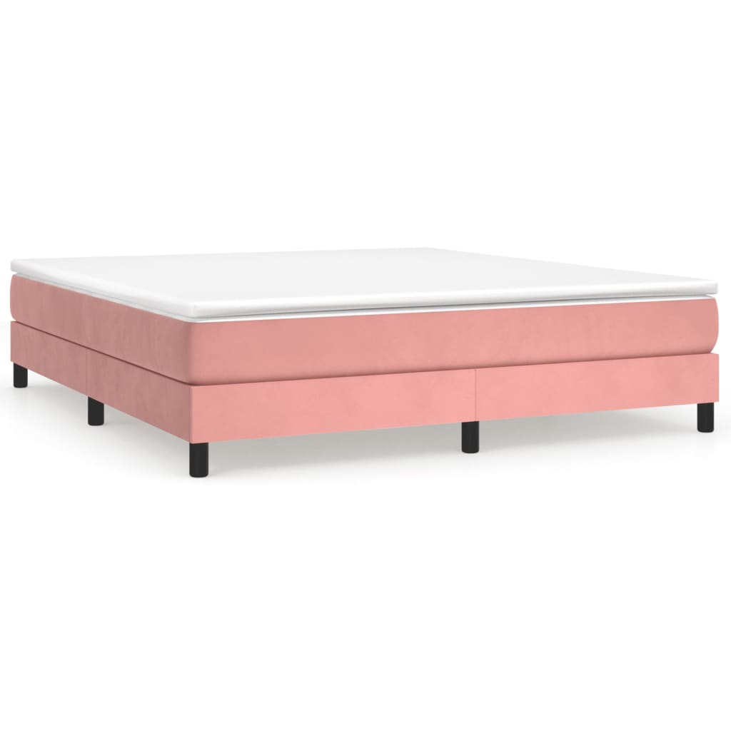 Κρεβάτι Boxspring με Στρώμα Ροζ 180x200 εκ. Βελούδινο