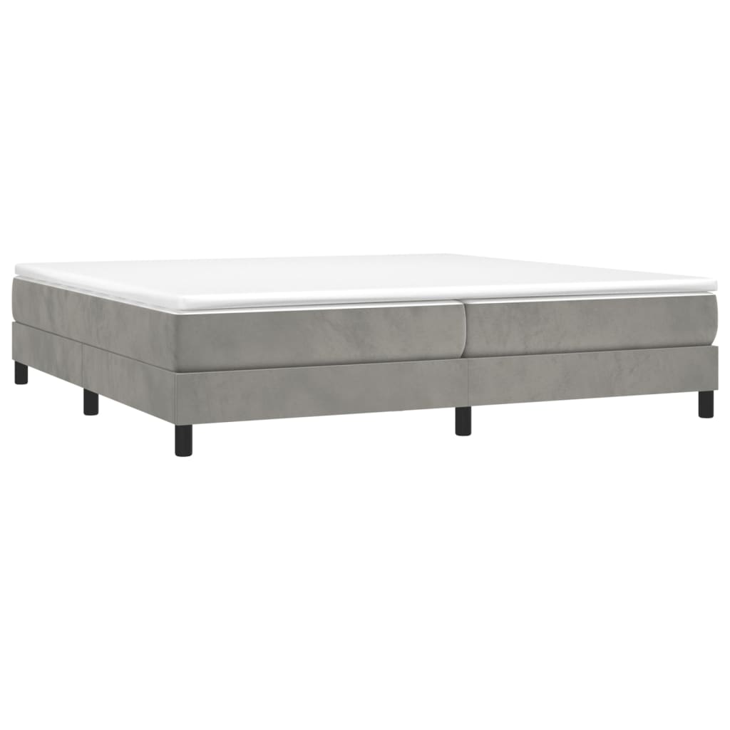 Κρεβάτι Boxspring με Στρώμα Ανοιχτό Γκρι 200x200 εκ. Βελούδινο - Pakobazaar