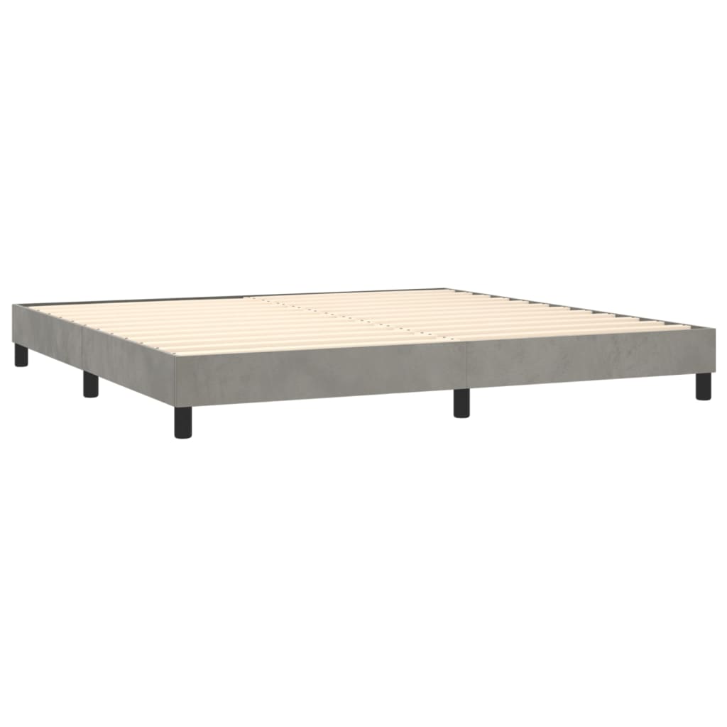 Κρεβάτι Boxspring με Στρώμα Ανοιχτό Γκρι 200x200 εκ. Βελούδινο - Pakobazaar