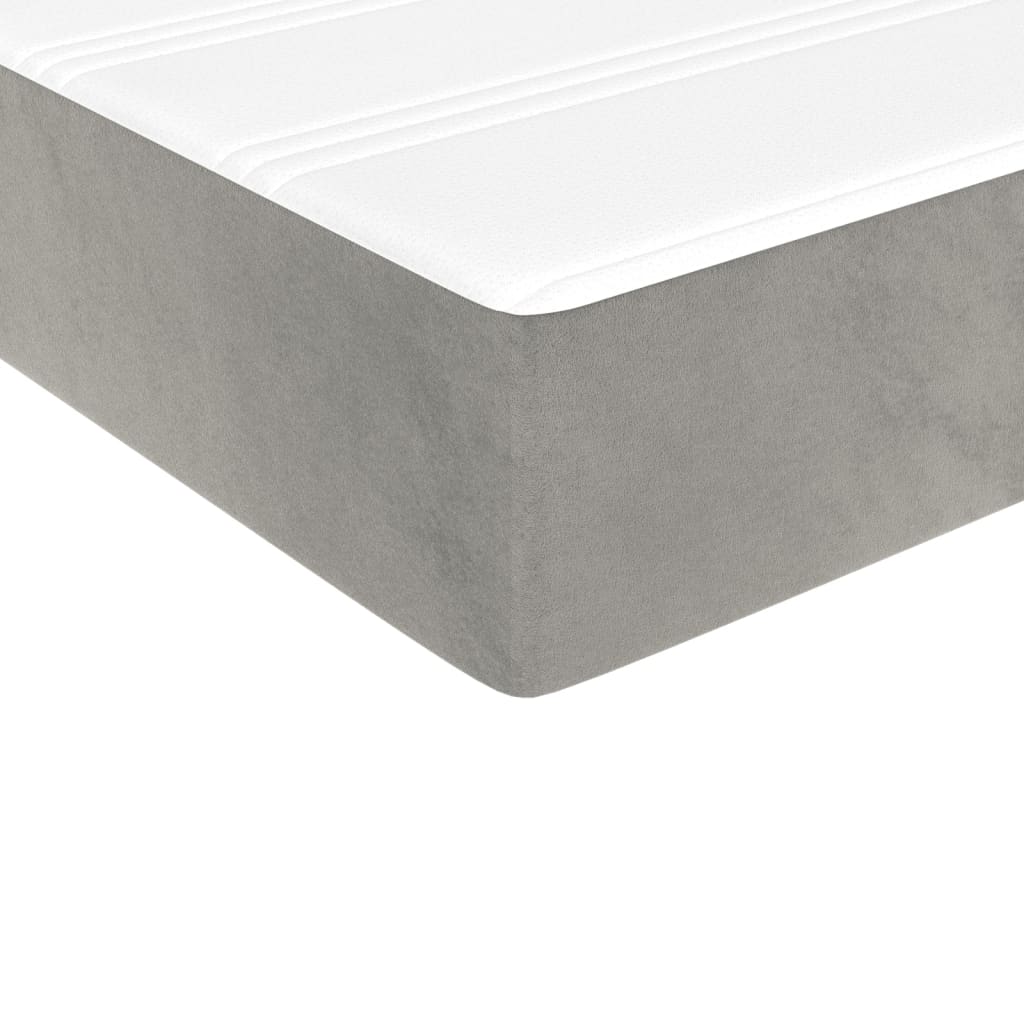Κρεβάτι Boxspring με Στρώμα Ανοιχτό Γκρι 200x200 εκ. Βελούδινο - Pakobazaar