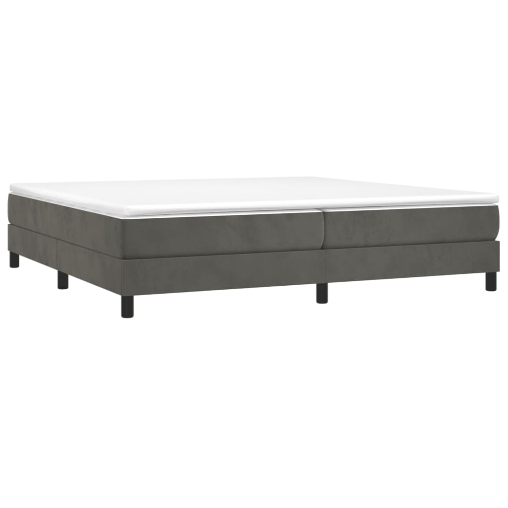 Κρεβάτι Boxspring με Στρώμα Σκούρο Γκρι 200x200 εκ. Βελούδινο