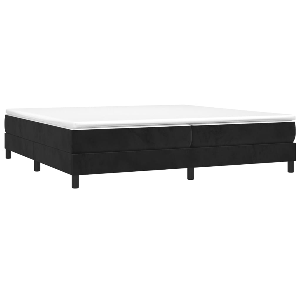 Κρεβάτι Boxspring με Στρώμα Μαύρο 200x200 εκ. Βελούδινο