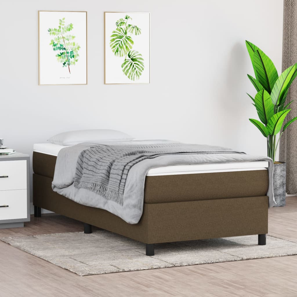 Κρεβάτι Boxspring με Στρώμα Σκούρο Καφέ 80x200 εκ. Υφασμάτινο