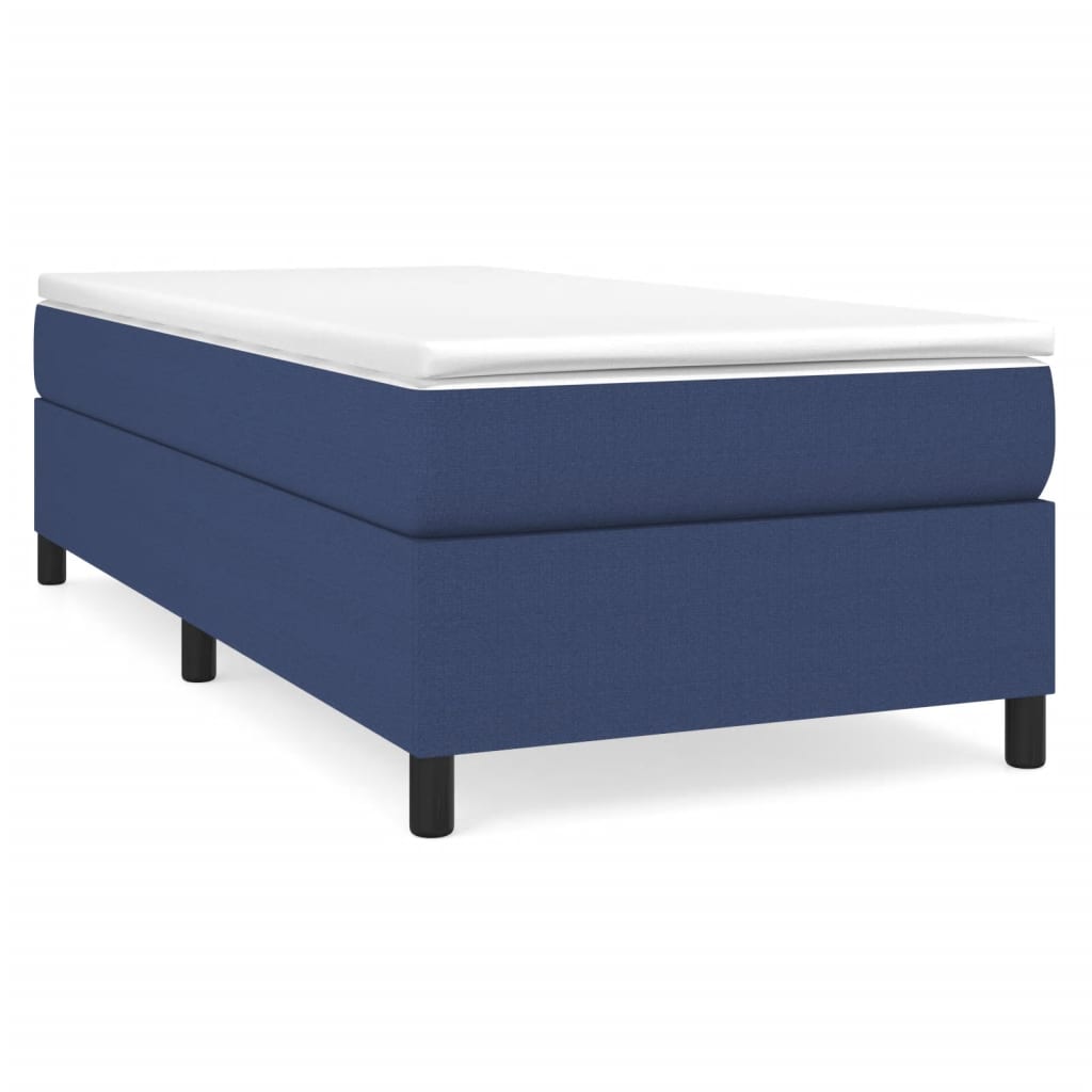 Κρεβάτι Boxspring με Στρώμα Μπλε 80x200 εκ. Υφασμάτινο