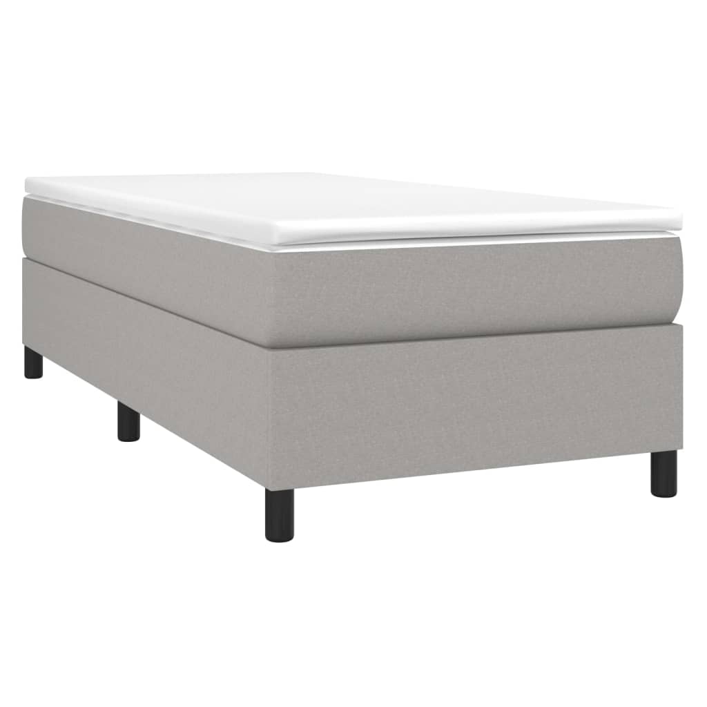 Κρεβάτι Boxspring με Στρώμα Ανοιχτό Γκρι 90x190 εκ. Υφασμάτινο