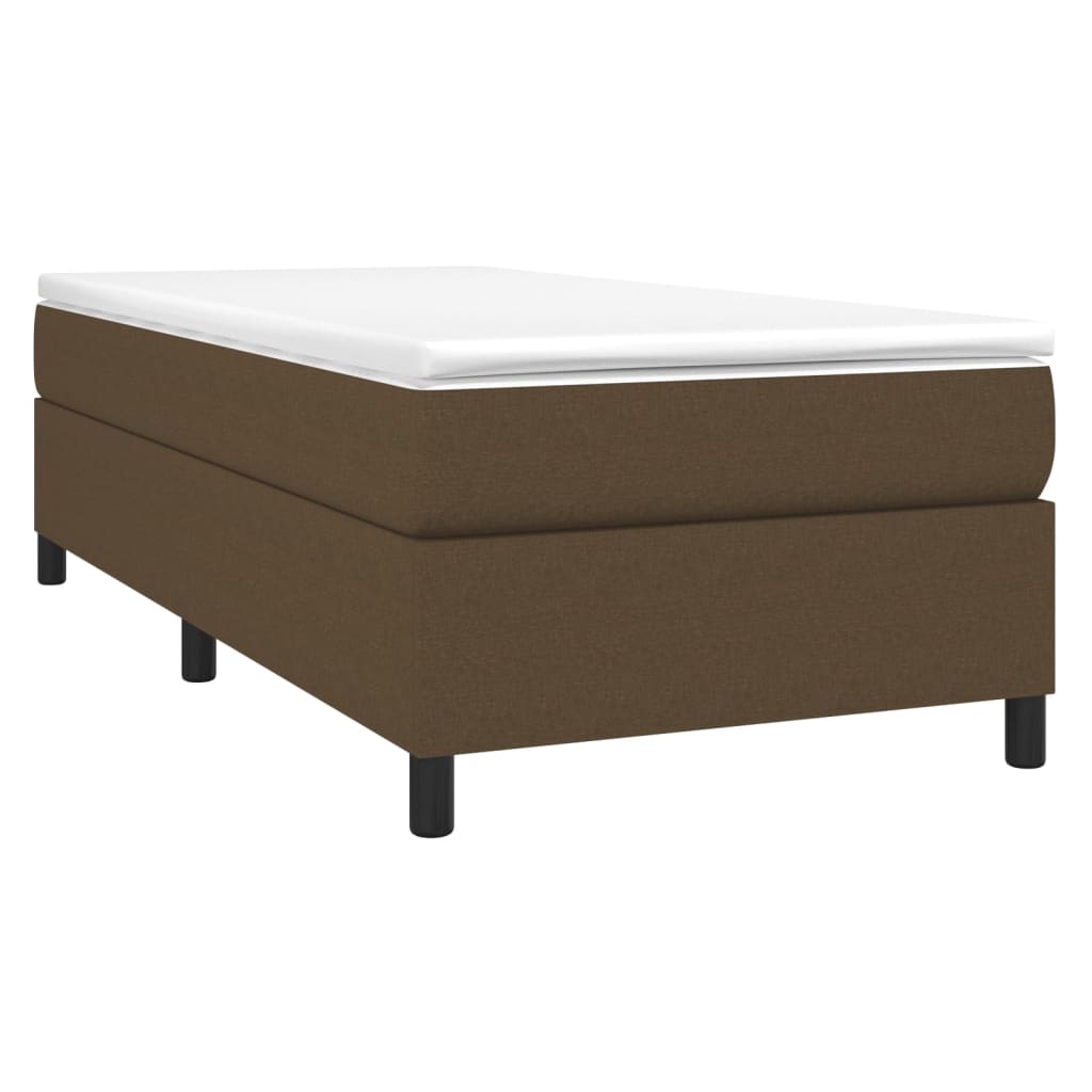 Κρεβάτι Boxspring με Στρώμα Σκούρο Καφέ 90x190 εκ. Υφασμάτινο