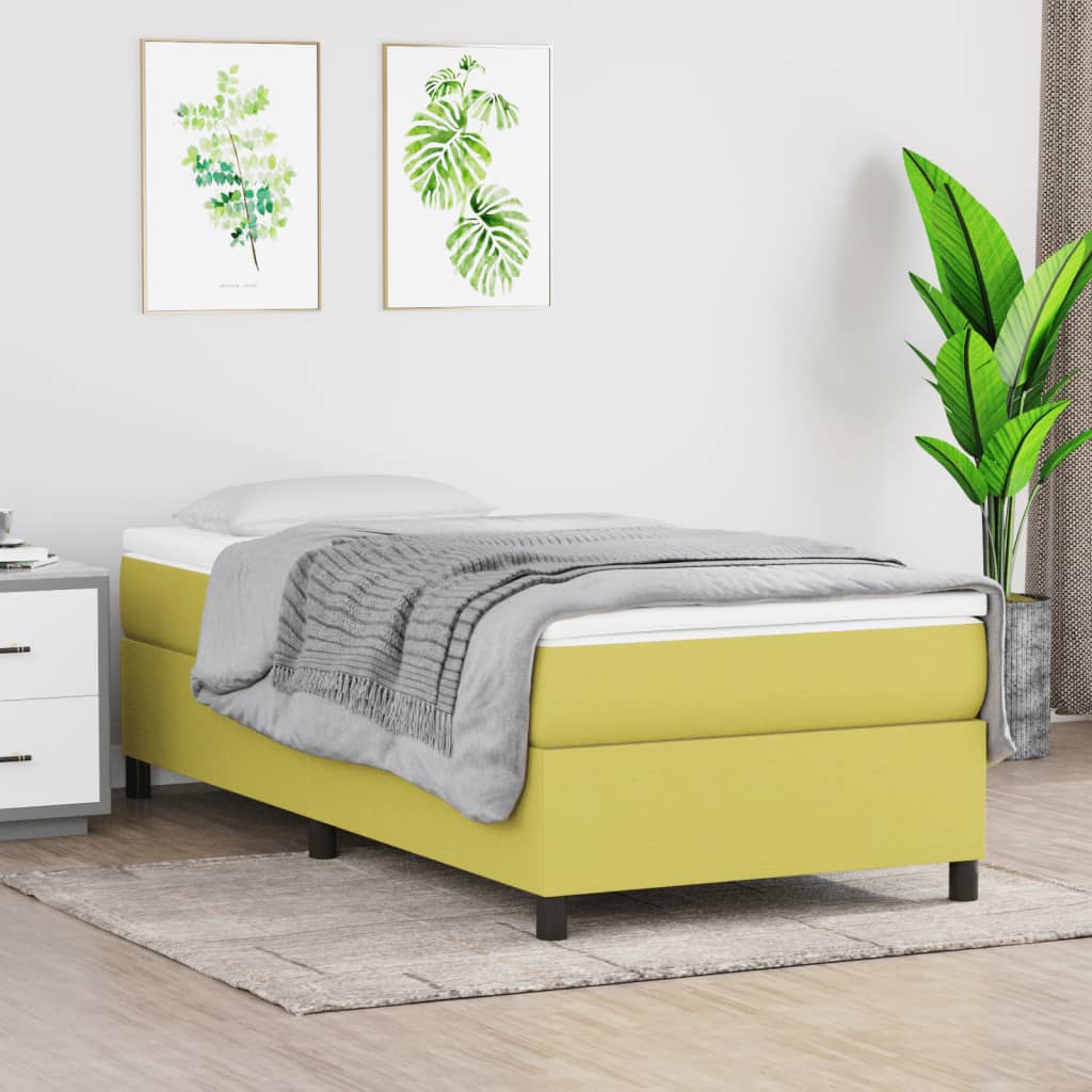 Κρεβάτι Boxspring με Στρώμα Πράσινο 90x190 εκ.Υφασμάτινο