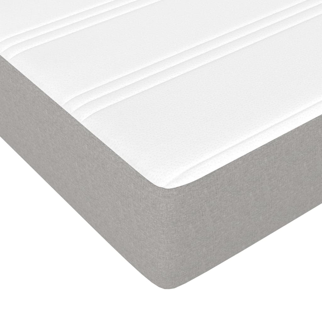 Κρεβάτι Boxspring με Στρώμα Ανοιχτό Γκρι 90x200 εκ. Υφασμάτινο