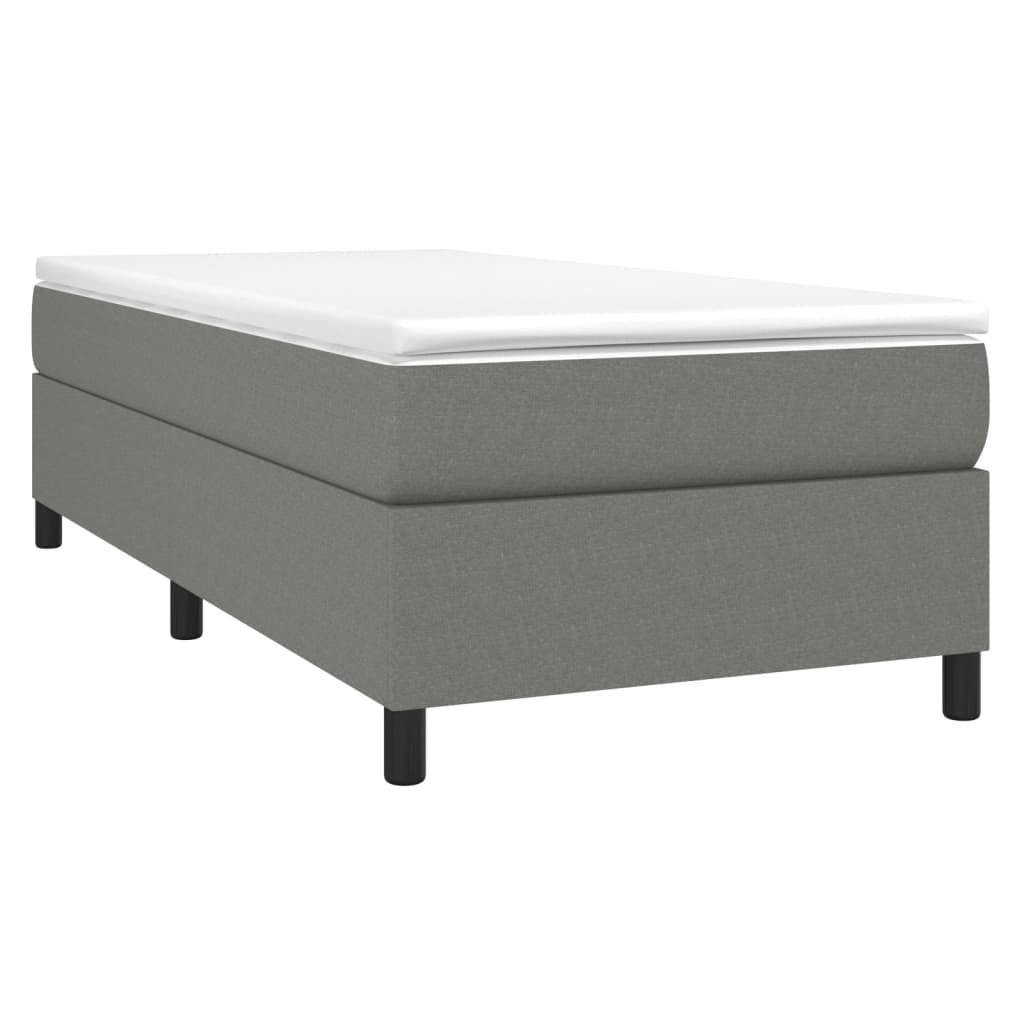 Κρεβάτι Boxspring με Στρώμα Σκούρο Γκρι 90x200 εκ. Υφασμάτινο