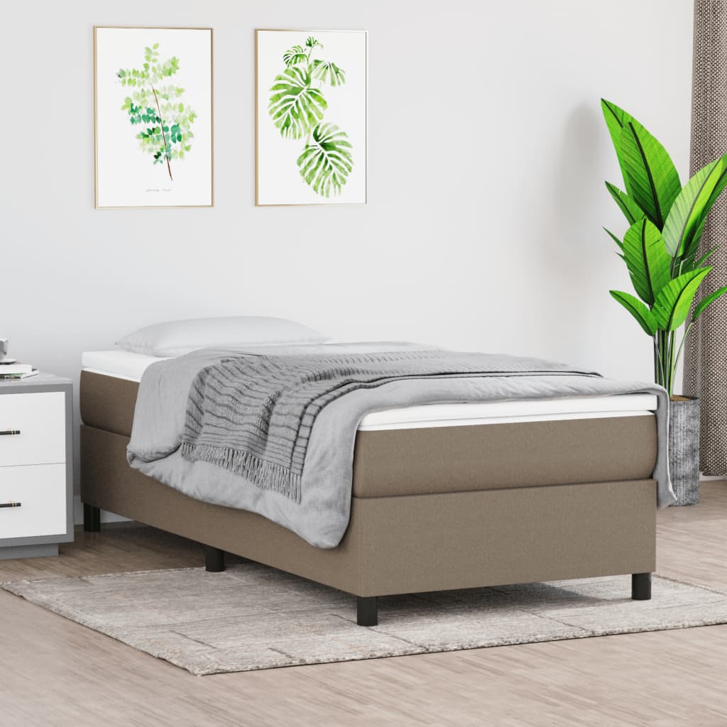 Κρεβάτι Boxspring με Στρώμα Taupe 90x200 εκ. Υφασμάτινο