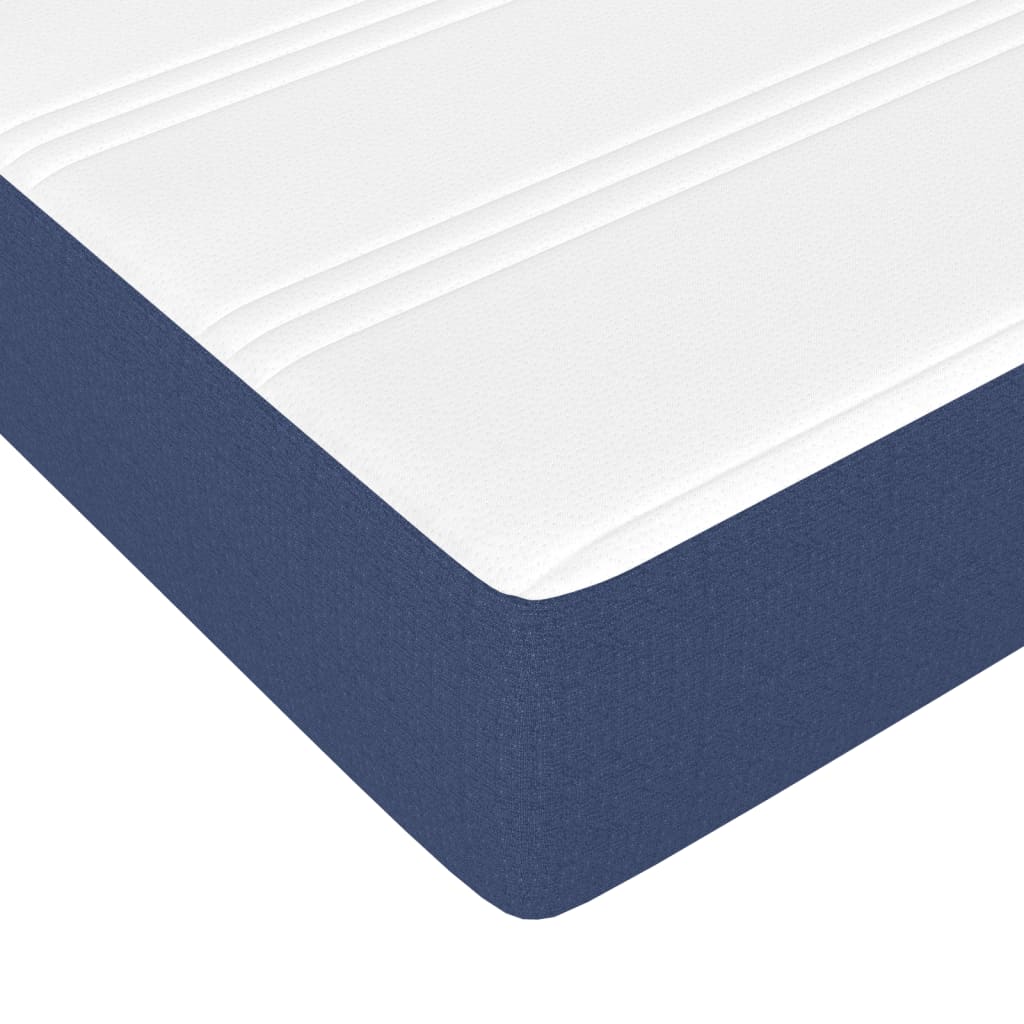 Κρεβάτι Boxspring με Στρώμα Μπλε 90x200 εκ.Υφασμάτινο