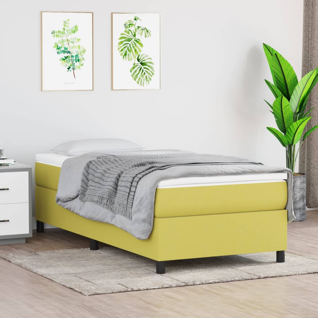 Κρεβάτι Boxspring με Στρώμα Πράσινο 90x200 εκ. Υφασμάτινο