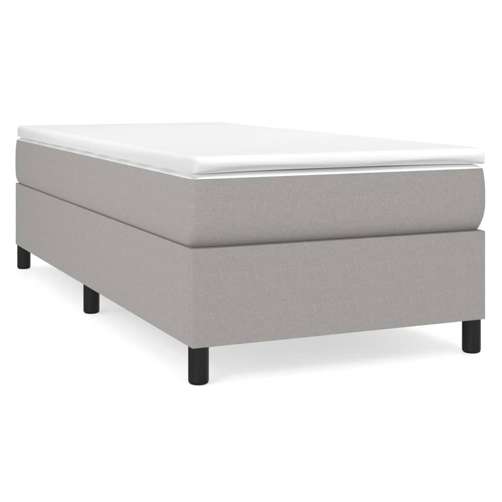 Κρεβάτι Boxspring με Στρώμα Ανοιχτό Γκρι 100x200 εκ. Υφασμάτινο