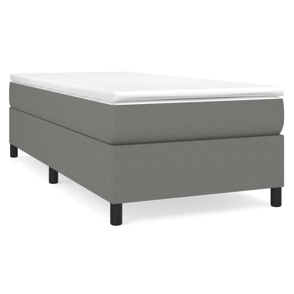 Κρεβάτι Boxspring με Στρώμα Σκούρο Γκρι 100x200 εκ. Υφασμάτινο
