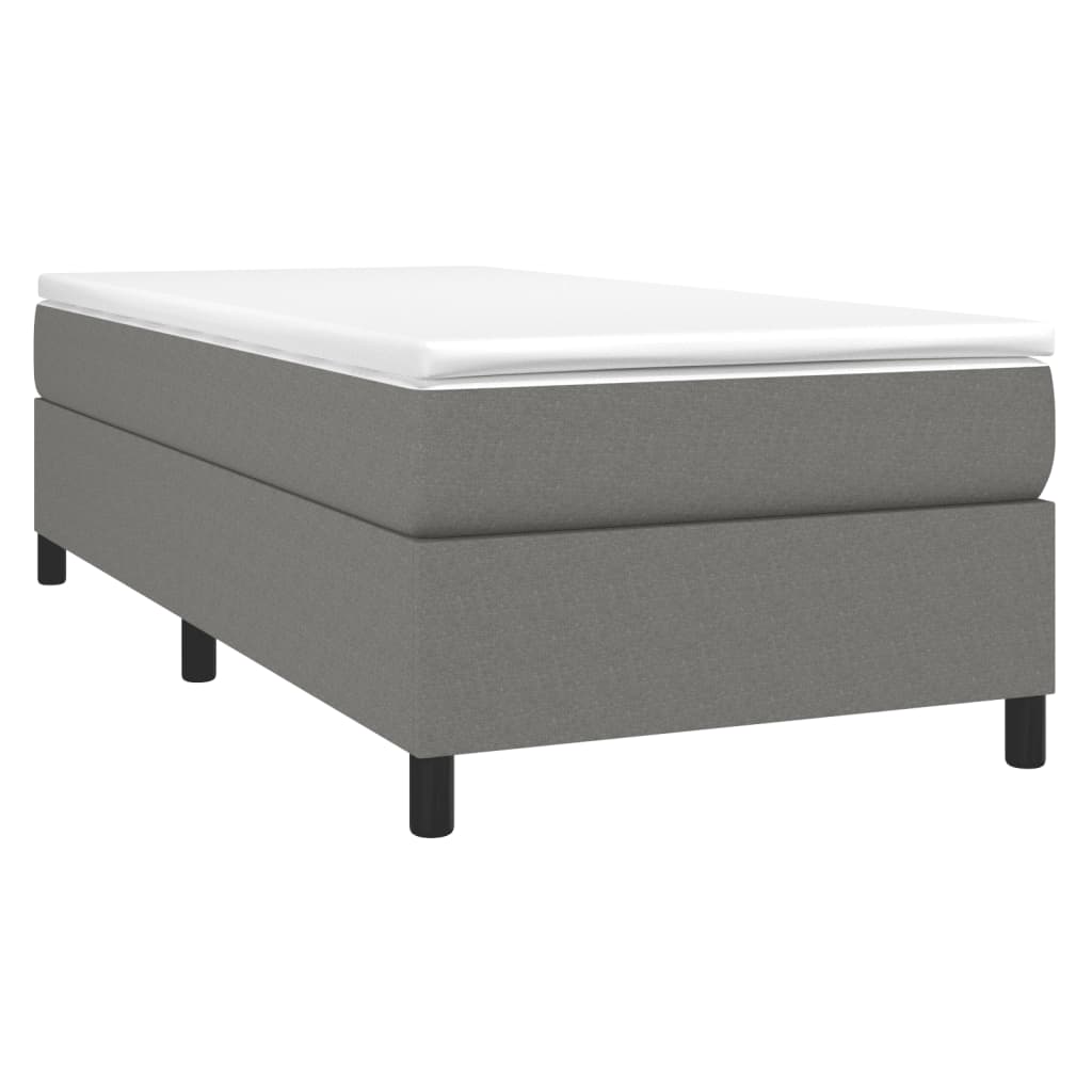 Κρεβάτι Boxspring με Στρώμα Σκούρο Γκρι 100x200 εκ. Υφασμάτινο