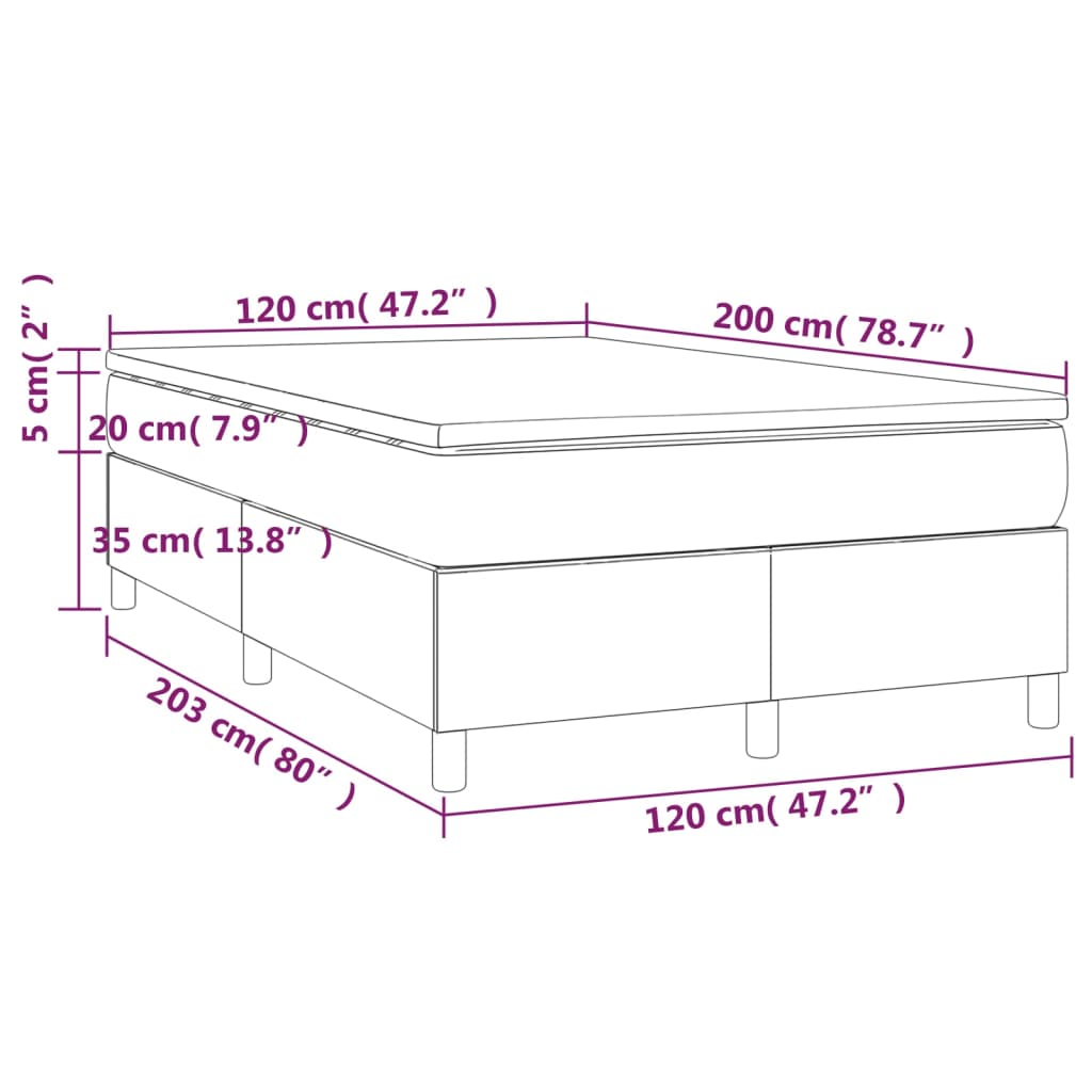 Κρεβάτι Boxspring με Στρώμα Κρεμ 120x200 εκ. Υφασμάτινο