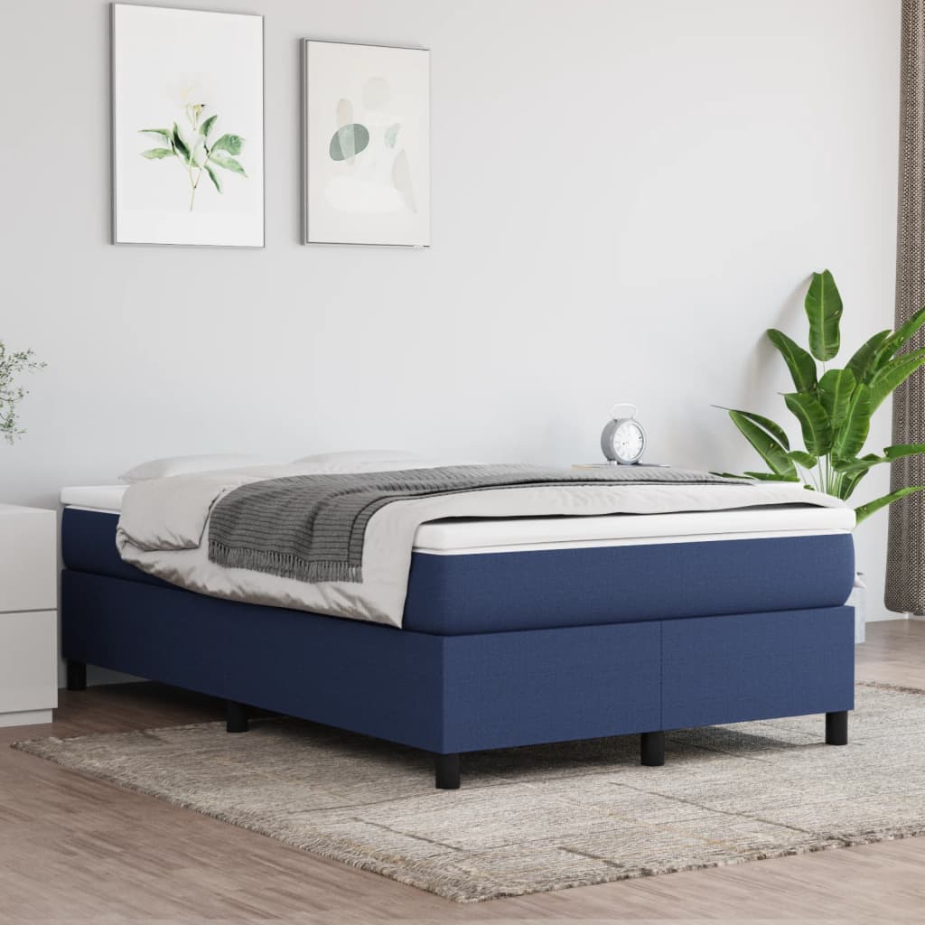 Κρεβάτι Boxspring με Στρώμα Μπλε 120x200 εκ. Υφασμάτινο - Pakobazaar