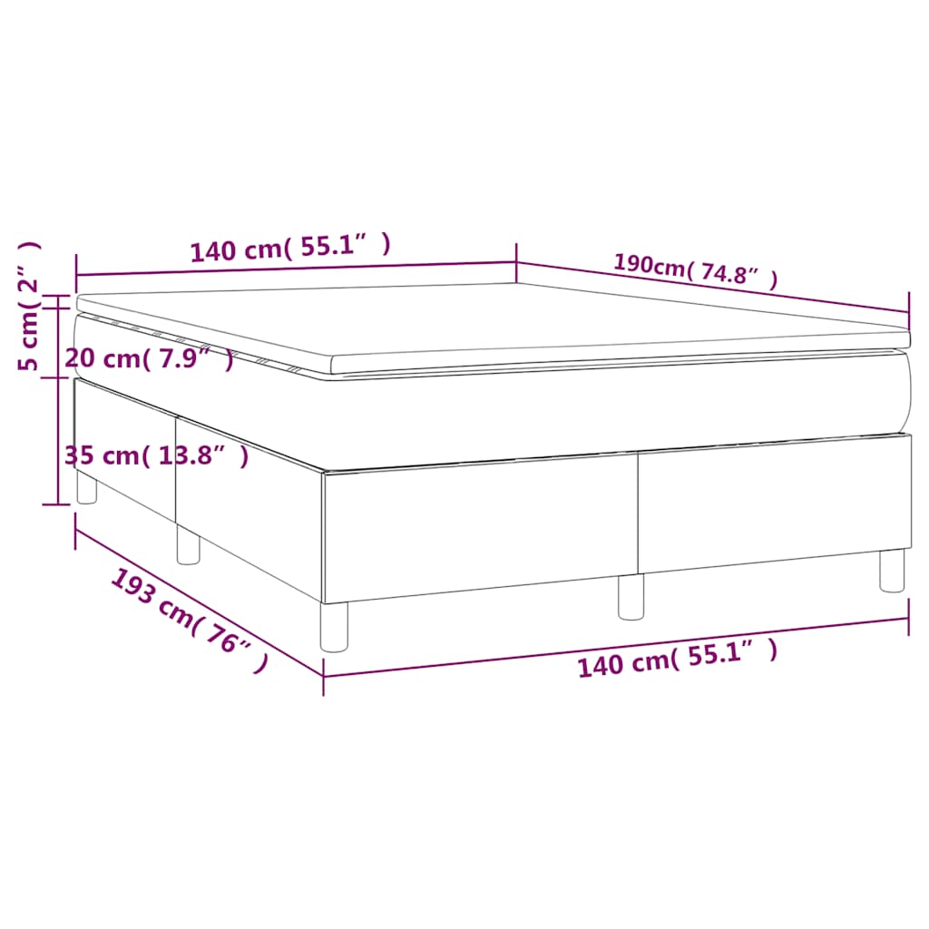 Κρεβάτι Boxspring με Στρώμα Taupe 140x190 εκ. Υφασμάτινο
