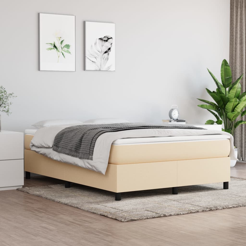 Κρεβάτι Boxspring με Στρώμα Κρεμ 140x190 εκ. Υφασμάτινο - Pakobazaar