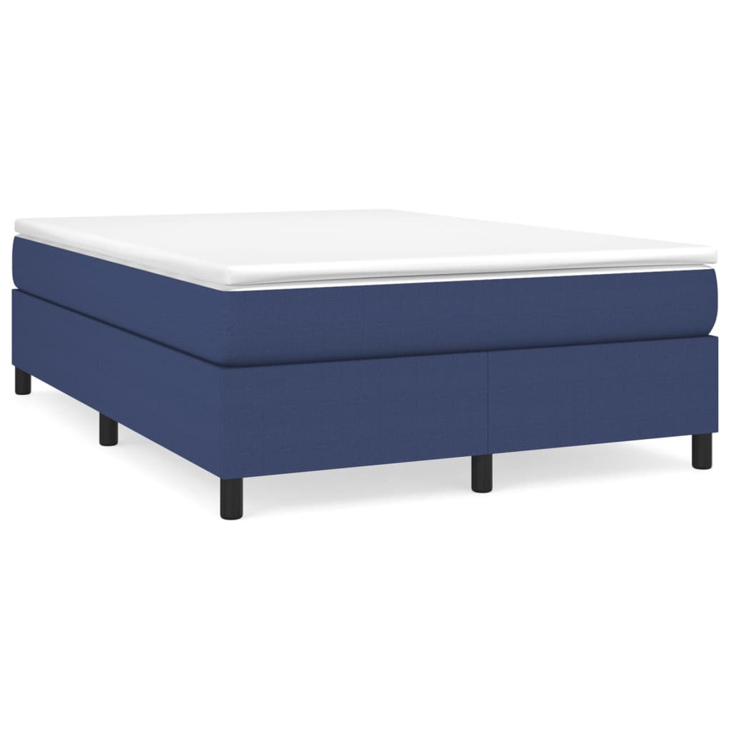 Κρεβάτι Boxspring με Στρώμα Μπλε 140x190 εκ. Υφασμάτινο