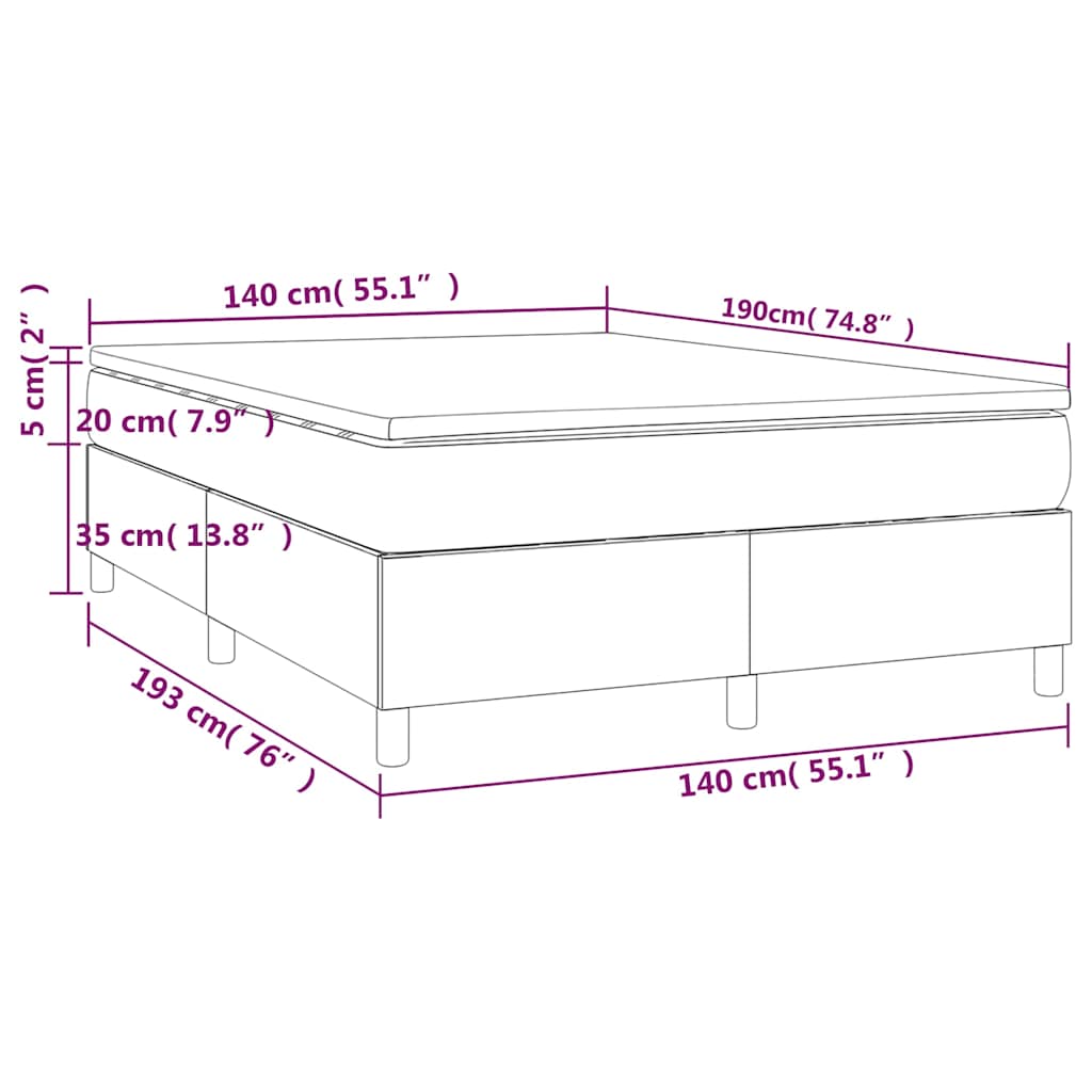 Κρεβάτι Boxspring με Στρώμα Πράσινο 140x190 εκ. Υφασμάτινο - Pakobazaar