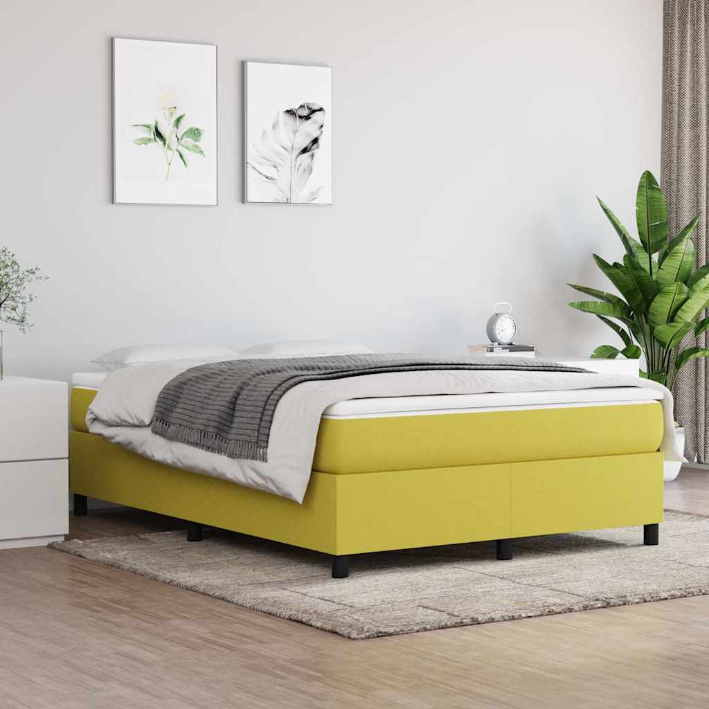 Κρεβάτι Boxspring με Στρώμα Πράσινο 140x190 εκ. Υφασμάτινο - Pakobazaar
