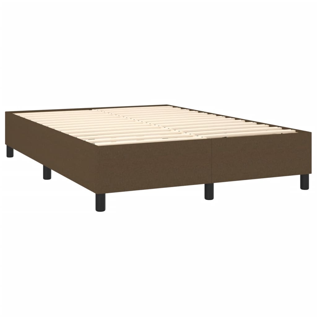 Κρεβάτι Boxspring με Στρώμα Σκούρο Καφέ 140x200 εκ Υφασμάτινο