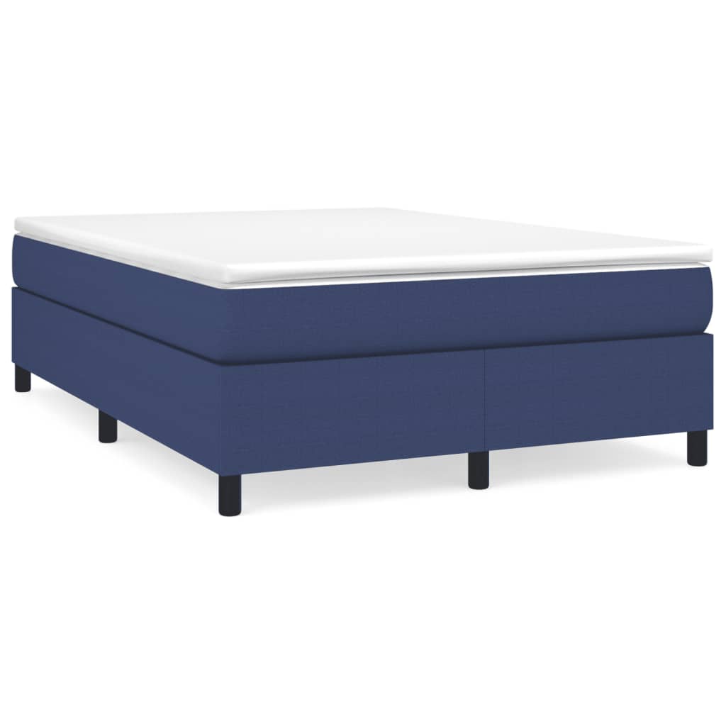 Κρεβάτι Boxspring με Στρώμα Μπλε 140x200 εκ. Υφασμάτινο