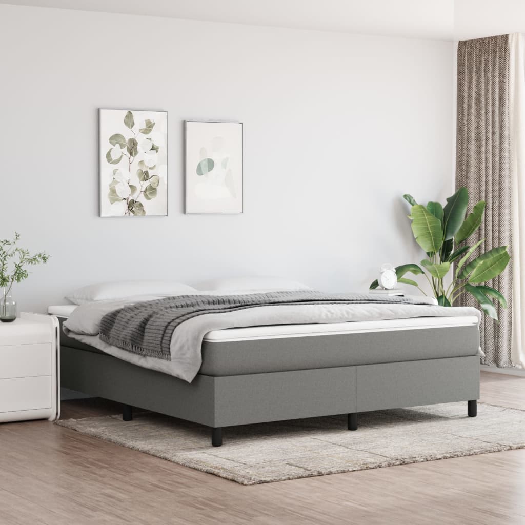 Κρεβάτι Boxspring με Στρώμα Σκούρο Γκρι 160x200 εκ Υφασμάτινο - Pakobazaar