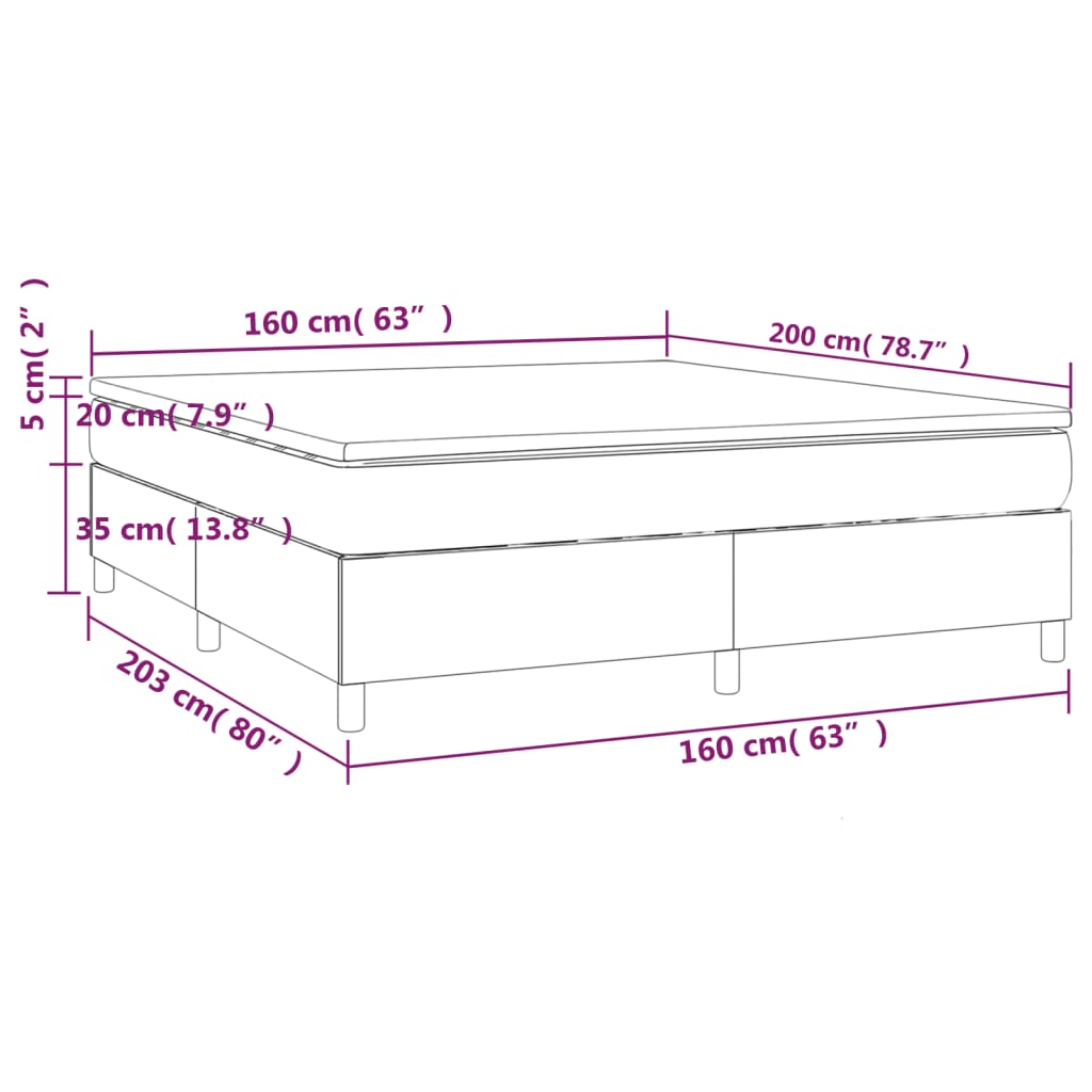 Κρεβάτι Boxspring με Στρώμα Μαύρο 160x200 εκ. Υφασμάτινο - Pakobazaar