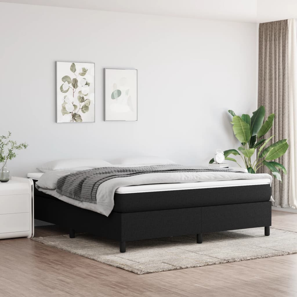 Κρεβάτι Boxspring με Στρώμα Μαύρο 160x200 εκ. Υφασμάτινο - Pakobazaar