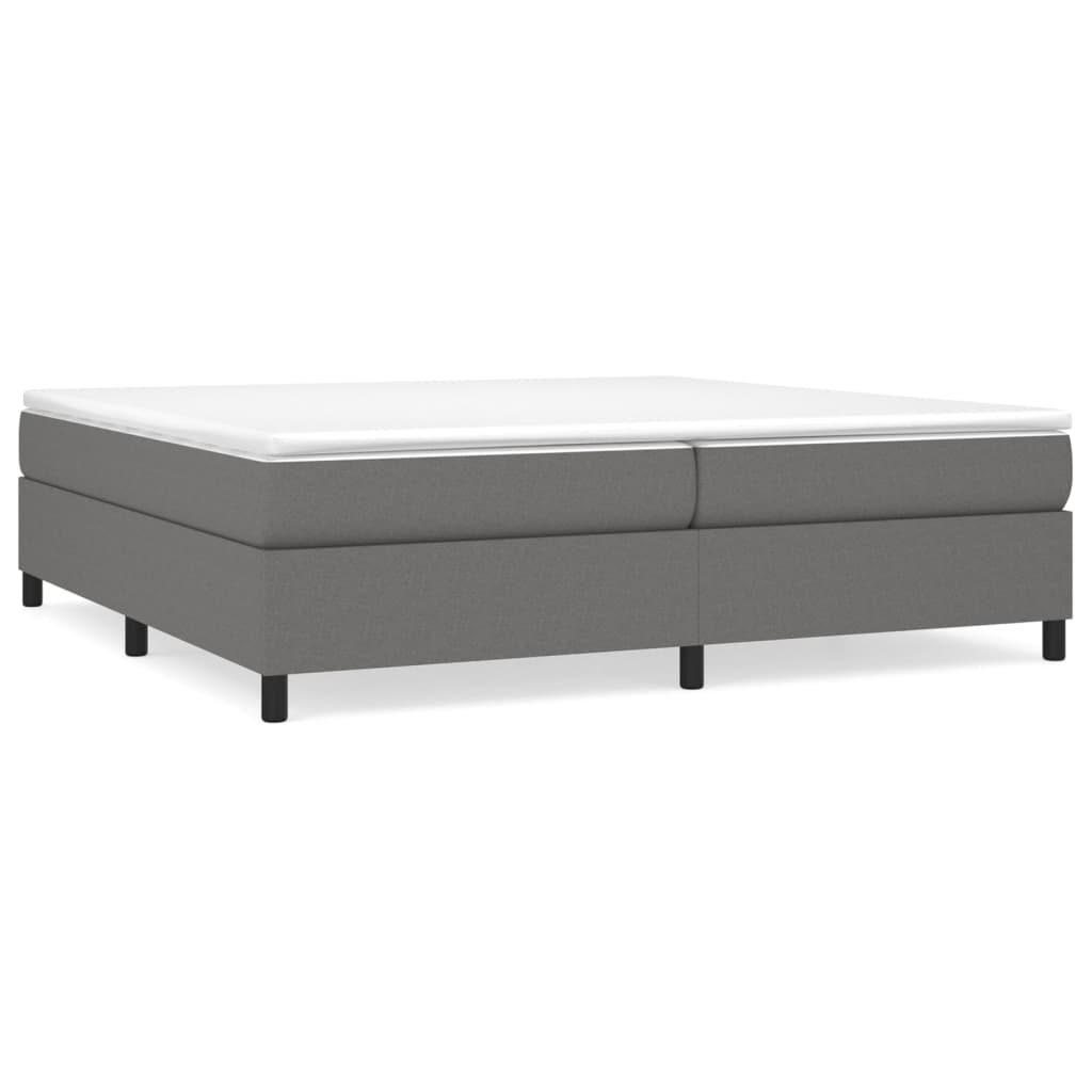 Κρεβάτι Boxspring με Στρώμα Σκούρο Γκρι 200x200 εκ. Υφασμάτινο