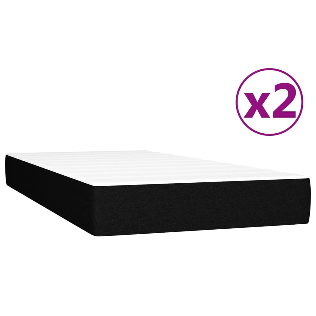 Κρεβάτι Boxspring με Στρώμα Μαύρο 200x200 εκ. Υφασμάτινο