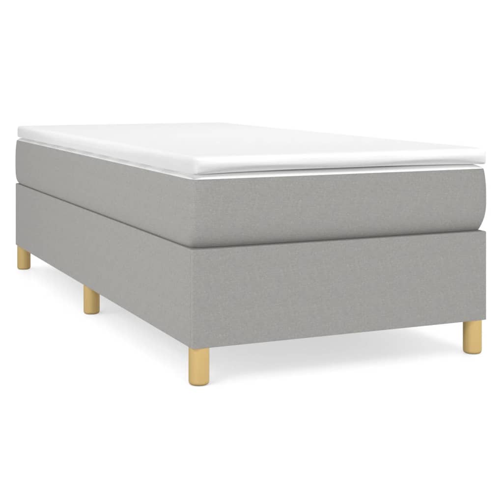 Κρεβάτι Boxspring με Στρώμα Ανοιχτό Γκρι 90x190 εκ. Υφασμάτινο