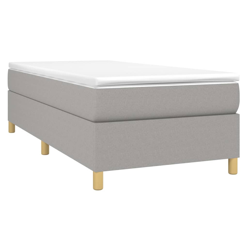 Κρεβάτι Boxspring με Στρώμα Ανοιχτό Γκρι 90x190 εκ. Υφασμάτινο