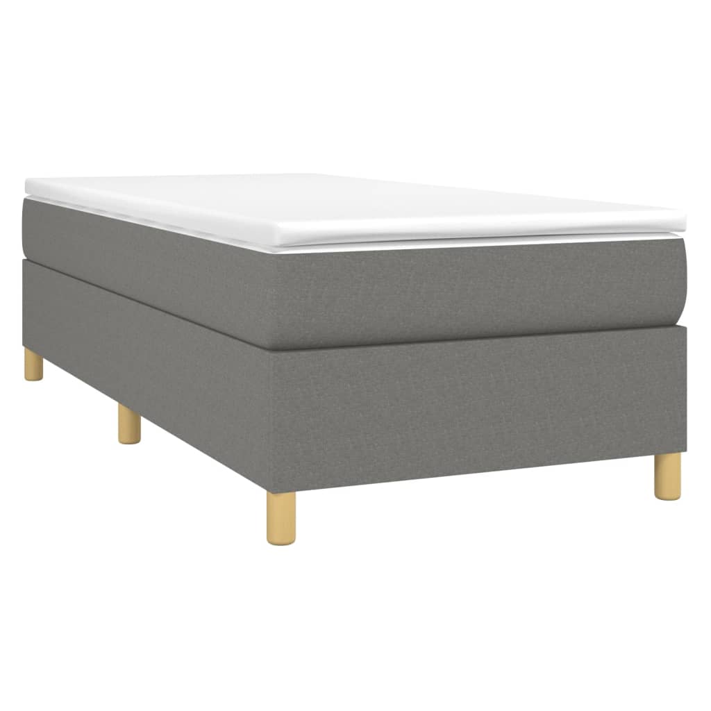 Κρεβάτι Boxspring με Στρώμα Σκούρο Γκρι 90x190 εκ. Υφασμάτινο - Pakobazaar