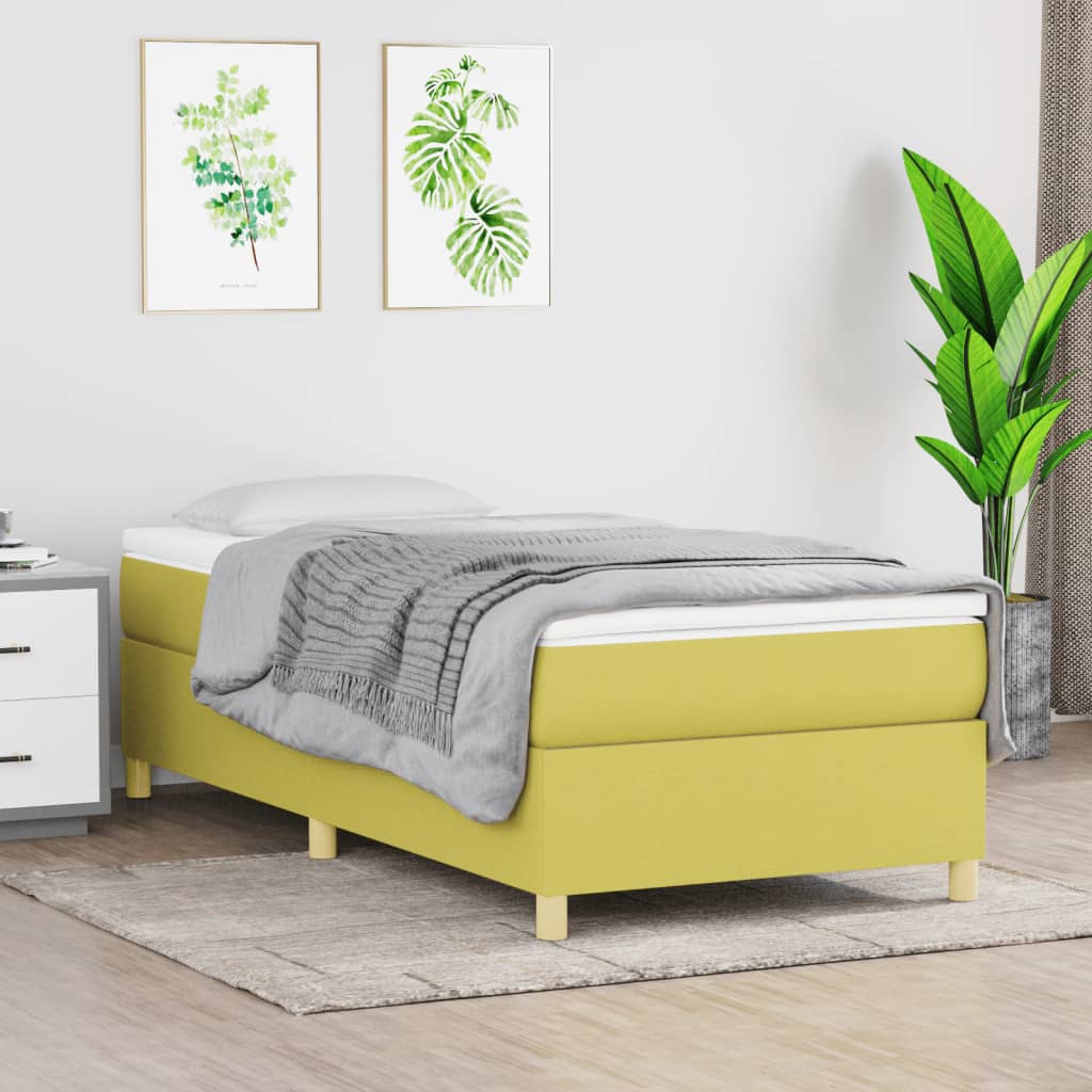 Κρεβάτι Boxspring με Στρώμα Πράσινο 90x190 εκ.Υφασμάτινο