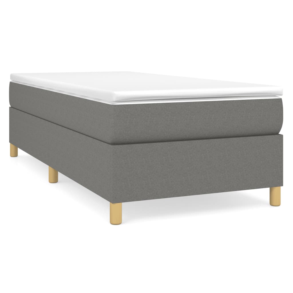 Κρεβάτι Boxspring με Στρώμα Σκούρο Γκρι 90x200 εκ. Υφασμάτινο
