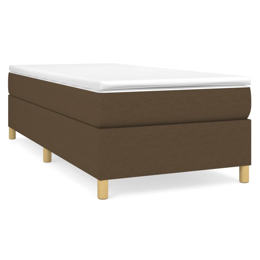Κρεβάτι Boxspring με Στρώμα Σκούρο Καφέ 90x200 εκ. Υφασμάτινο